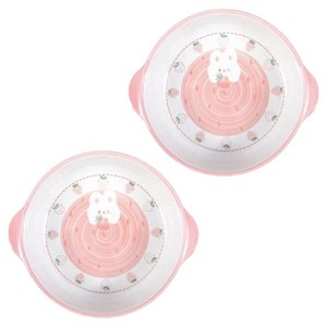 Tiger Pavilion 세라믹 원형 양수 대접, 스트로베리 래빗, 2개