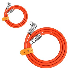 두리C 180도 회전식 초고속 충전케이블 C to C 120W, 2개, 오렌지, 1.5m