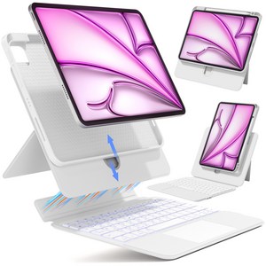 AITEWO 아이패드 매직키보드 케이스 펜슬 수납 360도회전 분리형 맥세이프 세로 가로 트랙패드 에어8/7/6/5/4/3/2/1세대 프로 11/10.9/13/12.9인치
