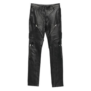 몽클레르 지퍼 포켓 레더 팬츠