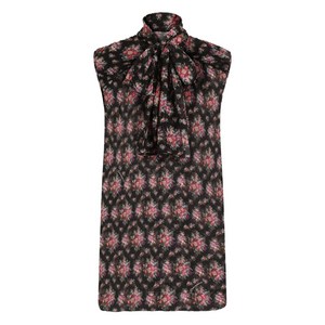 돌체앤가바나 플로럴 프린트 보우 탑, 블랙계열+핑크계열, Italy 44(KR 66)