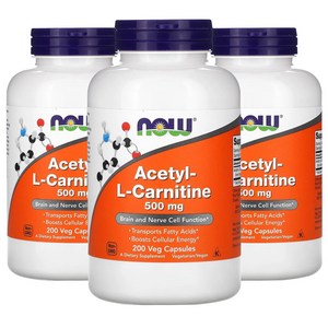 나우푸드 아세틸-L-카르니틴 500mg 베지 캡슐, 200정, 3개