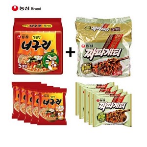 농심 짜파게티 140g 5p + 너구리 얼큰한 맛 120g 5p, 1세트, (5개입 X 2팩)