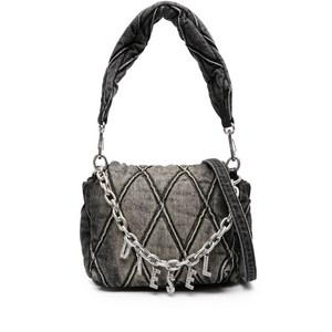 디젤 스몰 로고 참 퀼팅 데님 백