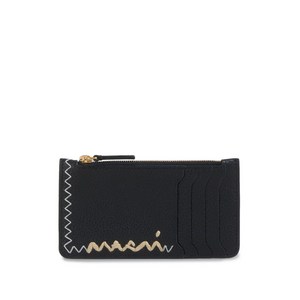 마르니 로고 자수 가죽 카드 케이스