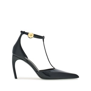 페라가모 T스트랩 페이턴트 가죽 펌프스 85mm, US width 8.5C, 블랙계열