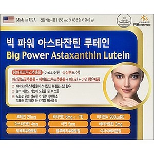 미국 빅파워 아스타잔틴 루테인 120캡슐(4개월) 마리골드 지아잔틴 빌베리 아연, 350mg, 2개, 60정