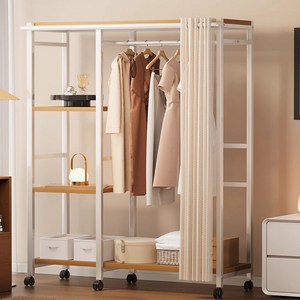 H N Quality Home 철제 이동식 시스템행거 [소형/중형] 조립식+커튼 포함 / 원룸 좁은공간 수납최적화