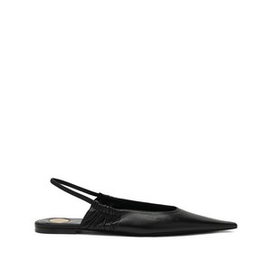 생로랑 비아리츠 포인티드 주름 발레리나 플랫 슈즈, Europe 38.5(KR 255), 블랙계열