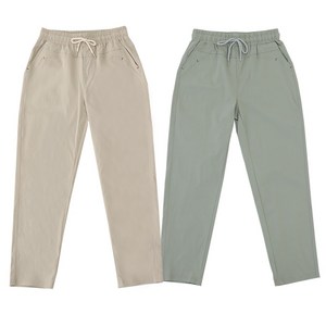 비비진 여성 봄 가을 편안한 엄마바지 슬림일자 스판바지 밴딩팬츠 1+1