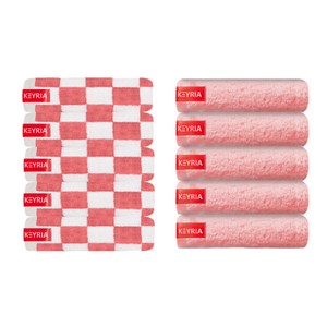 키리아타올 10장 먼지없는 코마사 40수 호텔 수건, 1개, 핑크체스 5장 + 코랄핑크 5장