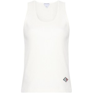 보테가 베네타 logo-patch ribbed top, 베이지계열, Standard L