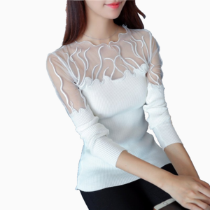 V810 여성 예쁜 슬림핏 티셔츠 유행, XL, 화이트