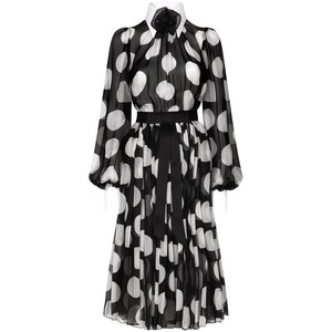 돌체앤가바나 폴카 도트 프린트 드레스, 블랙계열+화이트계열, Italy 38(KR 33)