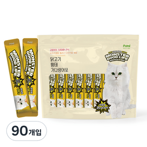 푸르미 몬스터굿라이프 대용량 짜먹는 고양이 간식 30p, 황태, 35g, 90개