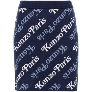 겐조 베르디 로고 인타르시아 미니 스커트, 블루계열, Standard S