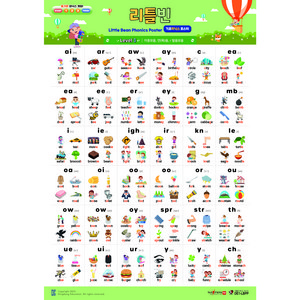 리틀빈 파닉스 영어 학습 포스터 벽보 3레벨 세트 432개 영단어 세이펜 호환, 레벨 3