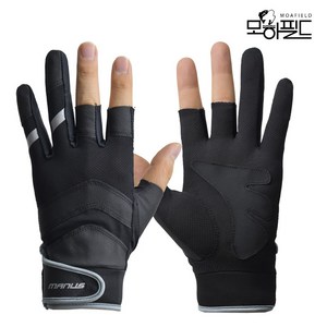 모아필드 메쉬 보강덧뎀 낚시장갑 3컷 피싱글러브, 블랙, 1개
