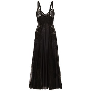 돌체앤가바나 레이스 인서트 플레어 미디 드레스