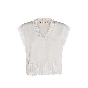 마르니 V넥 디스트레스드 탑, 화이트계열, Italy 40(KR 55)