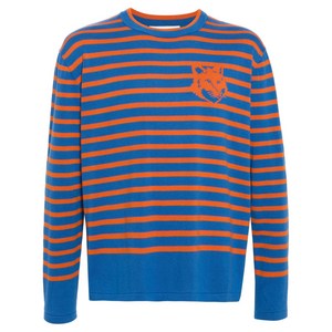 메종키츠네 로고 인타르시아 스웨터, 블루계열+오렌지계열, Standard M(KR 100)