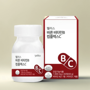 웰러스 바른 비타민B컴플렉스 비타민C 1000mg x 60정, 1개