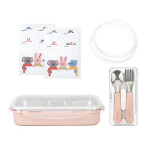 데일리라이크 봉봉 스텐 식판 세트, 복숭아, 식판 + 스푼 + ..., 1세트