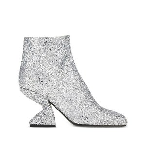페라가모 글리터 이펙트 조각 힐 앵클 부츠, US width 8.5C, 그레이계열