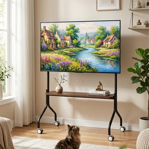 하루꿈 이동식 TV 스탠드 거치대 바퀴형 거실 사무실 회의실 모니터 티비 다용도 거치대