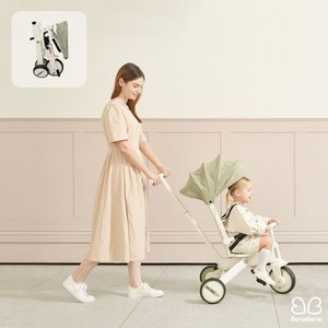 베네베네 벤트라이크 올인원 시즌2 접이식 다기능 유아 아기 세발자전거 유모카, 화이트 올리브