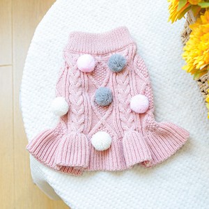 Meatball Wool Skit-pink Pet Clothes Dog Clothing Small Dog Autumn and Winte Wam and Comfotable, Pink, M, 1개