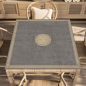 Qiaokao 크리스탈 벨벳 마작 사각형 테이블 매트, 그레이, 80*80cm, 1개