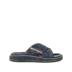 디젤 데님 크로스 스트랩 슬라이더 샌들