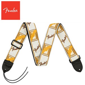 펜더 Fender Monogram Strap 기타 베이스 스트랩(색상 선택), 1번.White/ Brown/ Yellow, 1개