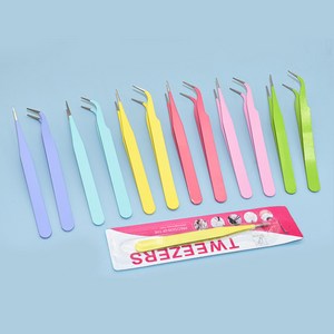 fooi 다꾸 핀셋 스티커 집게 파스텔 정밀핀셋 다이어리꾸미기, 2. 블루 커브형, 1개
