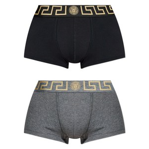 베르사체 로고 복서 브리프 2팩 세트, 블랙계열+그레이계열, Numeric 6