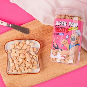 슈퍼포우 동결건조 간식 트릿 닭가슴살 연어 열빙어 북어 소간, 100g, 치킨파우더 대용량