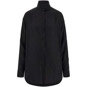 페라가모 새시 칼라 실크 블라우스, 블랙계열, Italy 42(KR 66)