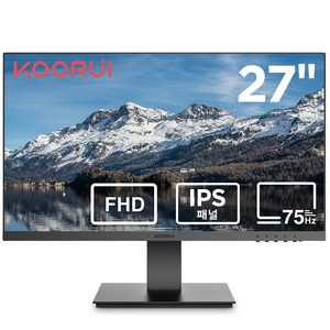 KOORUI FHD IPS 사무용 평면 모니터 리얼 75Hz/초슬림 베젤/벽걸이 지원/22 24 27인치, 27N1