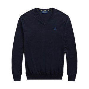 폴로랄프로렌 V넥 로고 자수 스웨터, 블루계열, Standard S(KR 95)