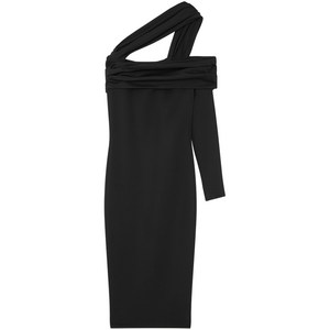 베르사체 원숄더 개더 미디 드레스, 블랙계열, Italy 44(KR 77)