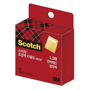 3M 스카치 초강력 198R 다용도 테이프 리필 19mm x 16.5M, 4개, 투명