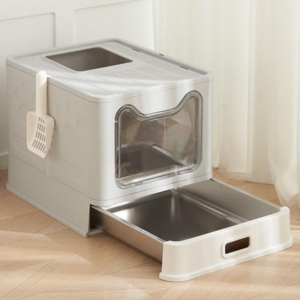 Star Fun 고양이 스테인리스 화장실 대형 후드식