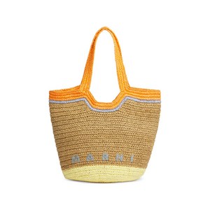 마르니 라피아 로고 숄더 백