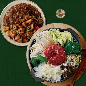 애슐리 당면 듬뿍 매콤 안동 찜닭+소고기 모듬버섯 샤브샤브 총 4인분