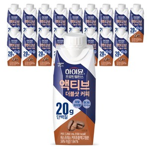 하이뮨 프로틴 밸런스 액티브 더블샷 커피 드링크믹스 RTD, 250ml, 18개