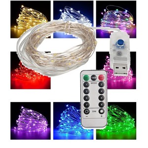 led 와이어 줄 감성 조명 usb 10m 100구 리모콘 증정, white, 1개