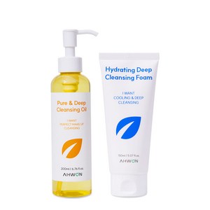 아원 Ahwon 저자극 블랙헤드제거 비건 아르간 순한 딥 클렌징오일 200ml 1개 8종 히알루론산함유 약알칼리성 쿨링 딥 클렌징폼 150ml 1개