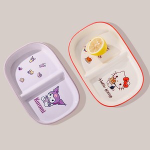 Keyiyijia 산리오 나눔 접시 2개입 KP002, 24.6*16.2*..., 화이트 + 퍼플, 1세트