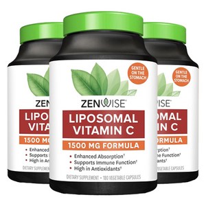 젠와이즈 리포소멀 비타민 C 1500mg 베지테리안 캡슐, 180정, 3개